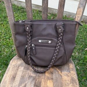 Rosetti Dark Brown Boho Style Shoulder Bag with Braided Straps